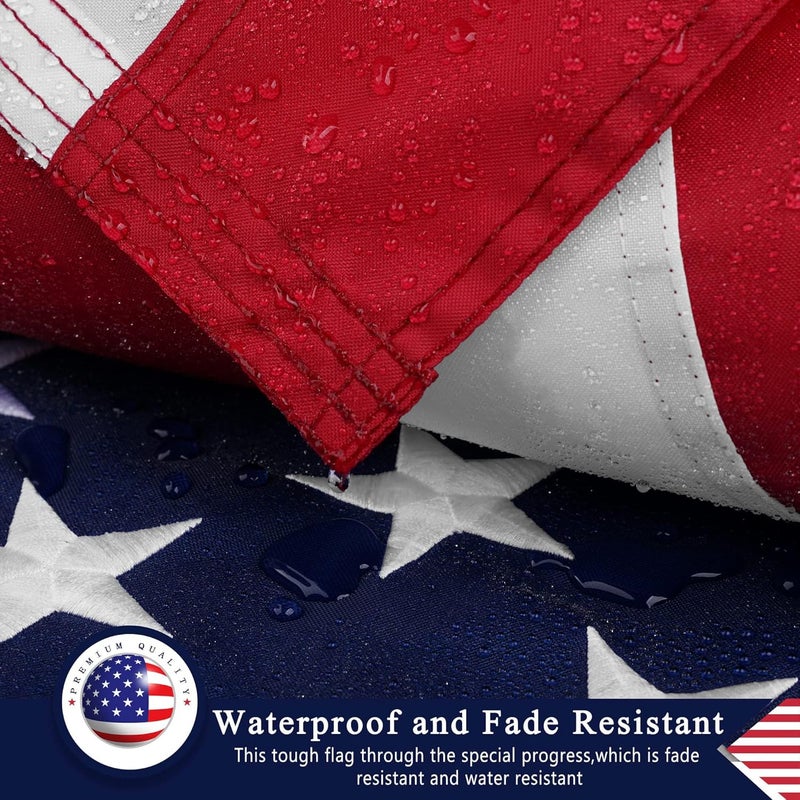 DANF FLAG American Flag 8x12 Ft for Outside, Heavy Duty Nylon US Flags for High Wind Outdoor, Fade Resistant and Waterproof USA Flag with Embroidered Stars, Sewn Stripes, Brass Grommets - Image 3